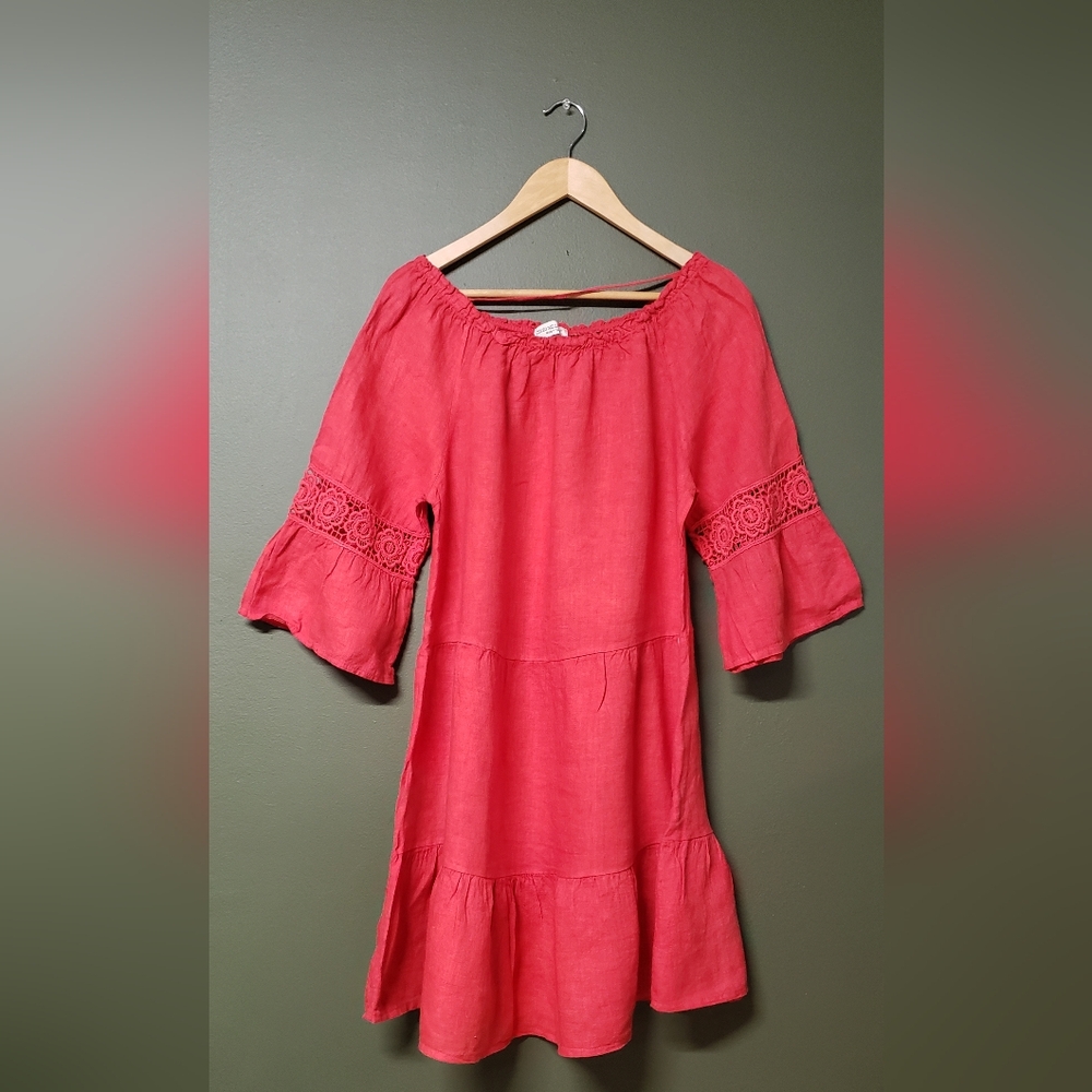 Terzo Millennio Women's Off-Shoulder Boho Linen Dress – Chic & Flowy
